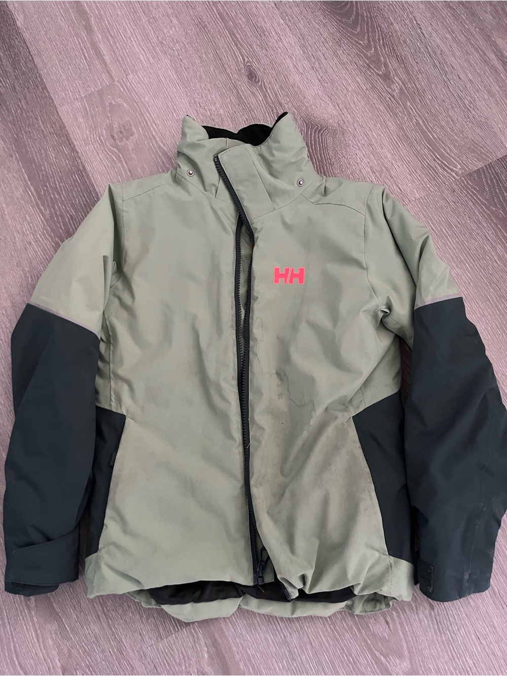 Helly Hansen Olive & Black Ski Jacket with Pink HH Logo